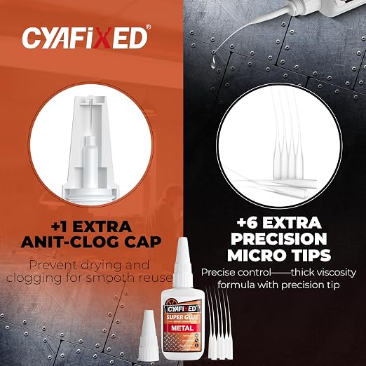 Metal Super Glue Heavy Duty 2oz Clear CA Glue for Metal Stainless Steel Aluminum Brass Jewelry, Instant Cyanoacrylate Adhesive Bonding High Strength Superglue Liquid with Precision Tip Waterproof
