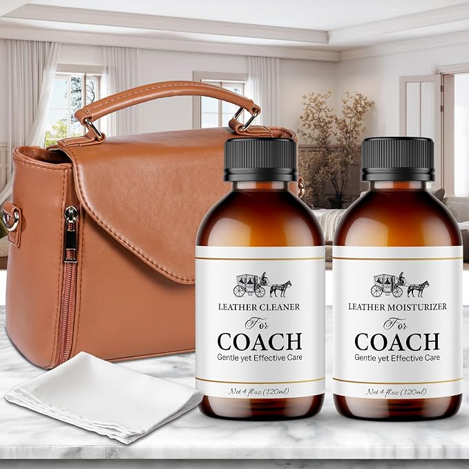 Leather Cleaner & Moisturizer Set for Coach, Gentle Formula to Remove Stains & Restore Shine, Keeps Leather Looking Like New, 120ml x2