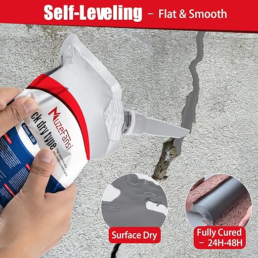 Cement Crack Sealant, Concrete Crack Filler, Flexible & Weather-Resistant Caulking Glue, Waterproof Concrete Repair for Driveways, Sidewalks, Walls, and Foundations (8 Pack)