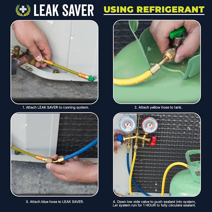 Leak Saver Direct Inject AC Leak Sealer 6-Pack | AC Stop Leak for Most HVAC Systems Up to 5 Tons | Works with All Systems & AC Refrigerants | Made in the USA