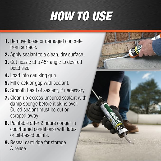 DAP Concrete and Mortar Filler and Sealant, Gray,10.1 Oz (Pack of 12)