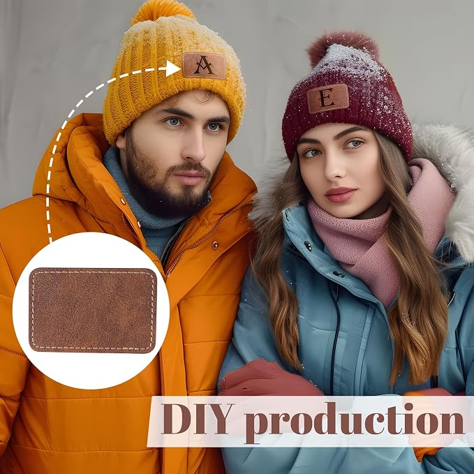 SmallCat 6 PCS Square Leather Patches for Hats, Iron on Blank Patches, Artificial Leather Patches for Laser Engraving, Repair Patches for DIY Sewing Crafts for Hats, Jackets, Jeans - Dark Coffee