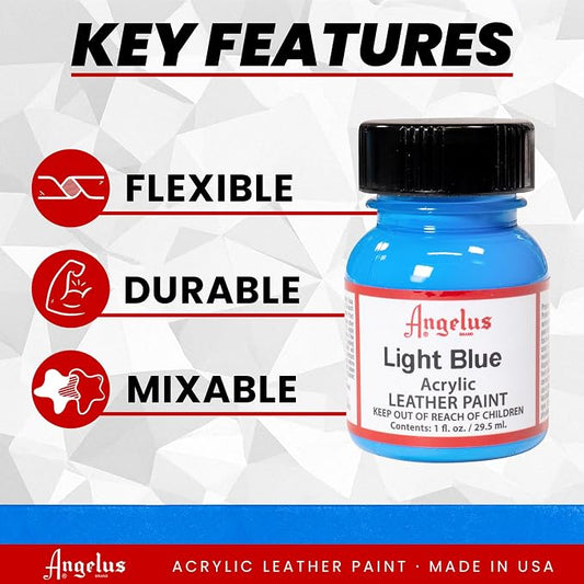 Angelus Acrylic Leather Paint For Shoes, Sneakers, Leather, Canvas, Furniture, and More - 1 fl oz, Light Blue
