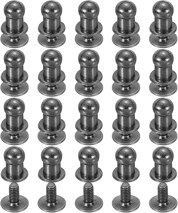 PATIKIL 5 mm Leather Rivets, 20 Sets Ball Head Stud Screw Back Round Head Button Chicago Screw Nipple Stud Rivet for Leather DIY Craft Handbag Belt Repairs, Black