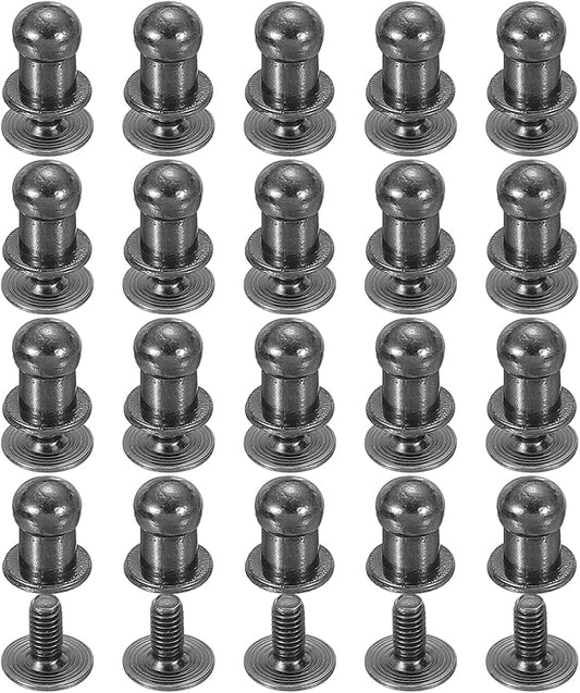 PATIKIL 5 mm Leather Rivets, 20 Sets Ball Head Stud Screw Back Round Head Button Chicago Screw Nipple Stud Rivet for Leather DIY Craft Handbag Belt Repairs, Black
