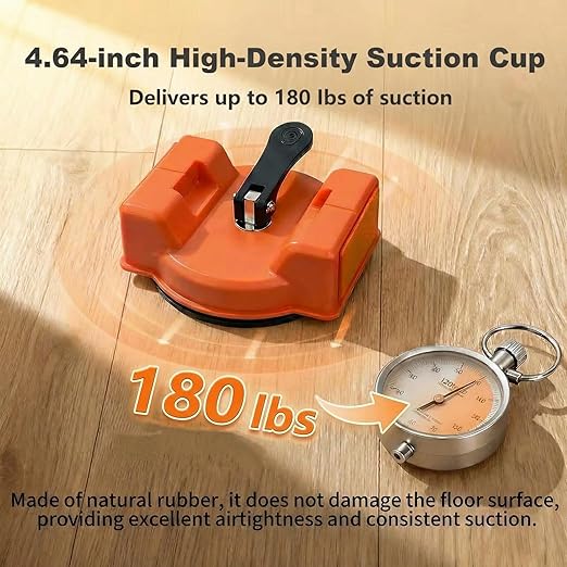 Floor Gap Fixer Kit – Heavy Duty Repair Tool with 180lb Suction Cup, Rubber Mallet & 5 Reusable Pads, Felt-Covered Dual Striking Surface for Laminate, Hardwood & Vinyl Plank Repairs