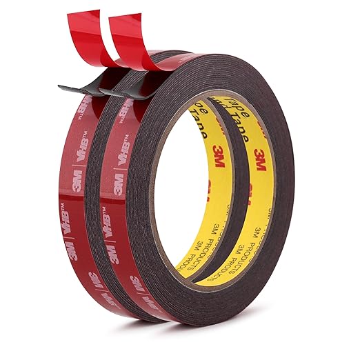 Double Sided Tape Heavy Duty Mounting Tape 1/2" x 18Ft Made of 3M 5925 Strong Adhesive Waterproof Foam Tape Perfect for Automotive Home Office Decor Indoor and Outdoor Walls (Pack of 2)