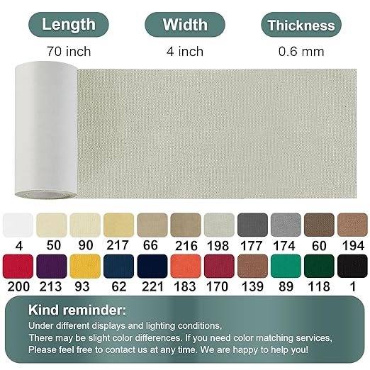 Linen Canvas Repair Tape, 4×63 Inches Gray Waterproof Self-Adhesive Patch for Outdoor Gear, Durable Fabric Tape for Boat Covers,Couch,Tents, Sofas, Sun Shades, Awnings, and Lounge Chairs