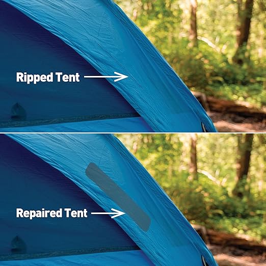 GEAR AID Tenacious Tape 3” x 20” Nylon Fabric Gear Repair Tape with (2) 1.5” Hex Patches, Fix Holes and Rips in Puffy Jackets, Rain Gear, Tents, Sleeping Bags and Outdoor Equipment, Black