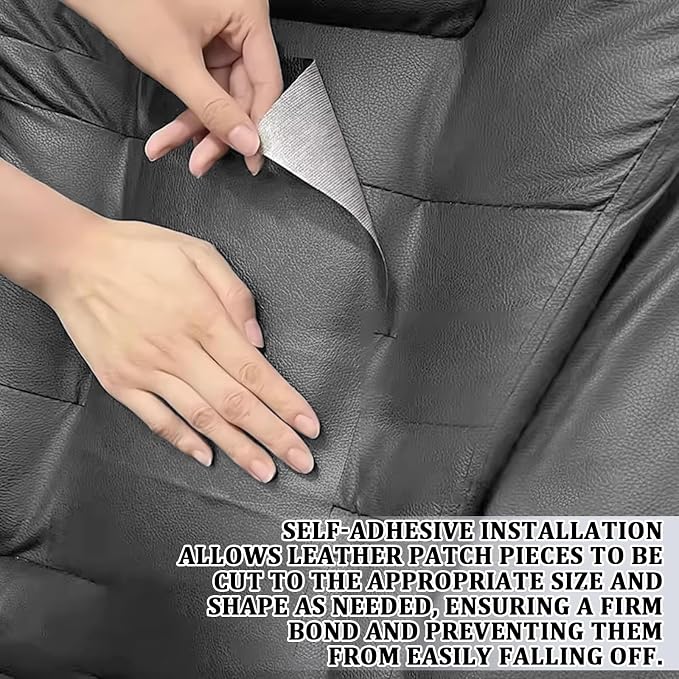2 PCS 8 x 4 Inch PU Leather Patch for Car Seat Repair, Self-Adhesive Waterproof Vinyl Scratch Repair Kit, Breathable Leather Patches for Furniture, Car Upholstery, Couch, Sofa, Chair (Gray)
