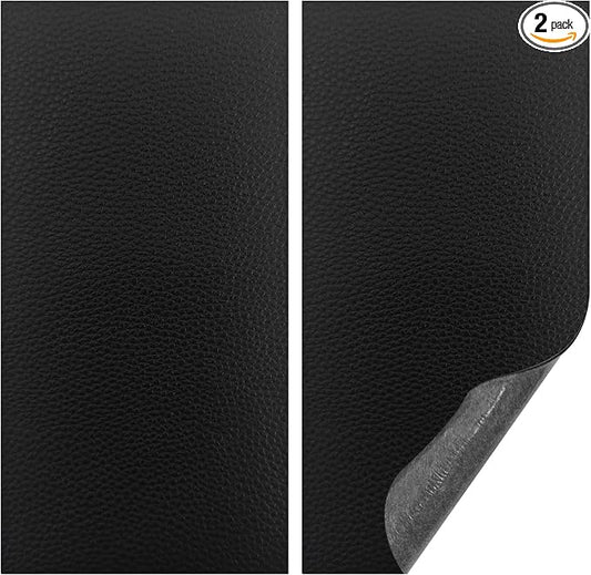 2PCS Leather Repair Patch Tape, Vinyl Patch, 4 x 8 Inches PU Vinyl Repair Patches for Car Upholstery Seat, Self Adhesive Leather Repair Patches for Furniture, Couch, Sofa, Car Seats (Black)