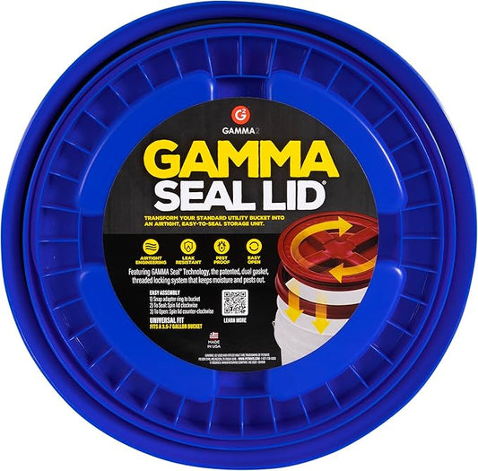 Gamma2 Gamma Seal Lid – Turn your standard utility bucket into an airtight storage container – Fits a 3.5 to 7 Gallon Bucket - Blue, Made in USA