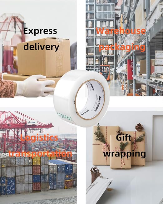 AUDTMWH Packing Tape Refills, Clear, Packaging Tape Heavy Duty Designed for Moving, Shipping and Packing, Mailing,1.88" x 60 yds, 2 Rolls