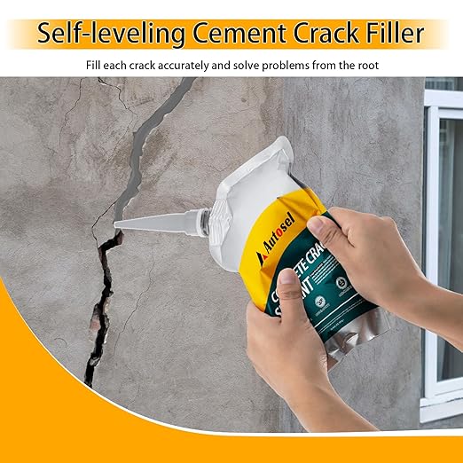 Concrete Crack Filler, Cement Crack Filler, Self Leveling Concrete Crack Repair Sealant–Quick-Drying, Waterproof, Durable Filler for Driveway, Sidewalk & Expansion Joint Repair-2 PCS