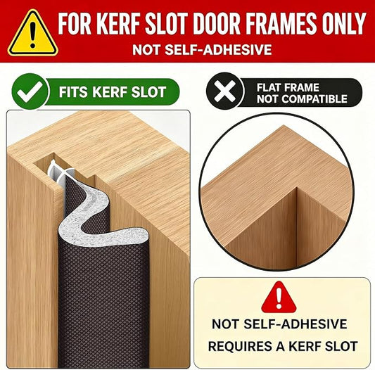 19.7FT Kerf V‑Shaped Weather Stripping Door Seal, Press‑in Seal for Pre‑Cut Slot Doors, Not Self‑Adhesive, Soundproof Draft Blocker for Exterior Front Doors, Fits Large Gaps, Easy DIY Install (Brown)