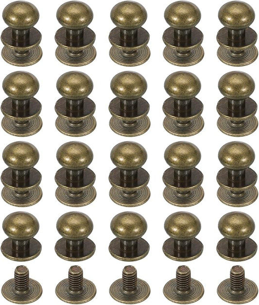 PATIKIL 9 mm Leather Rivets, 20 Sets Ball Head Stud Screw Back Round Head Button Chicago Screw Nipple Stud Rivet for Leather DIY Craft Handbag Belt Repairs, Bronze