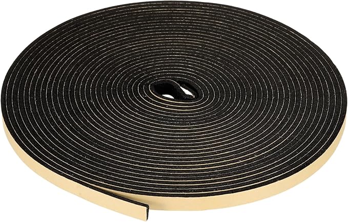PATIKIL Foam Insulation Tape, 1/2" W x 1/8" t x 32.8FT Self Adhesive Weather Stripping Door Seal Strip for Door Window Air Conditioning, Black