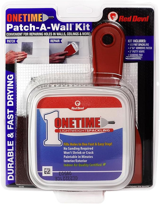 Red Devil 0549 ONETIME Lightweight Spackling Patch-A-Wall Kit, 1/2 Pint, Made in USA