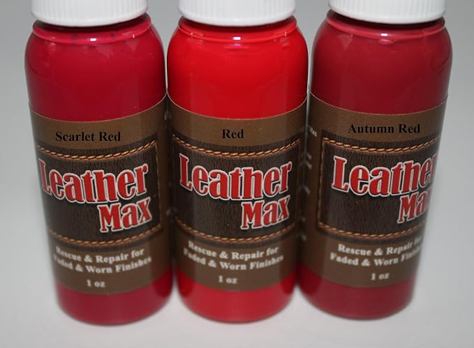 Furniture Leather Max Complete Leather Refinish and Repair Kit Now with 3 Color Shades to Blend with/Leather & Vinyl Restorer (Blood Red)