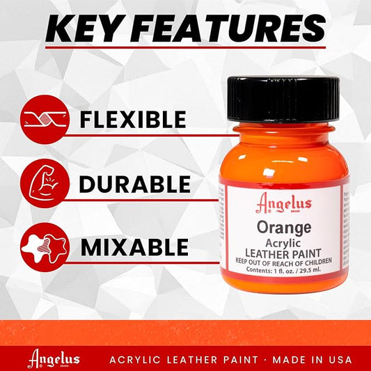 Angelus Acrylic Leather Paint For Shoes, Sneakers, Leather, Canvas, Furniture, and More - 1 fl oz, Orange