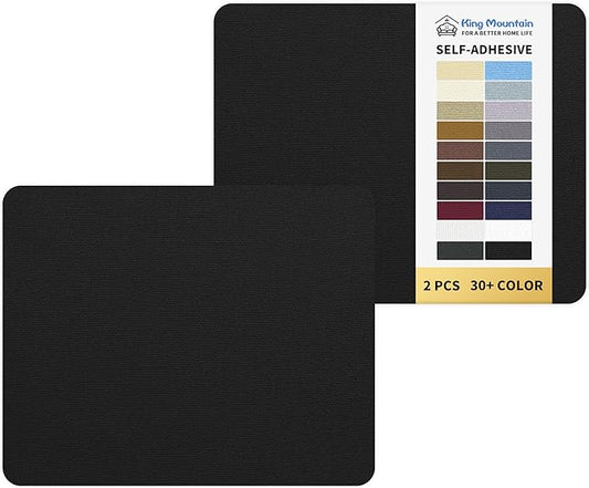 KING MOUNTAIN Canvas Repair Patch 9 x11 Inch 2 Pcs Self-Adhesive Waterproof Fabric Patch for Sofas, Tents, Furniture,Tote Bags, Car Seats (Black)