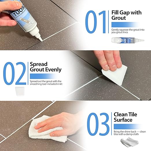 Floor-Fix Pro Twist & Grout Repair Kit – Premixed Waterproof Grout Repair & Grout Paint Pen Alternative – Fast Tile Grout Reviver for Bathroom, Shower & Kitchen – Crack-Resistant (White, 8.8 Fl Oz)