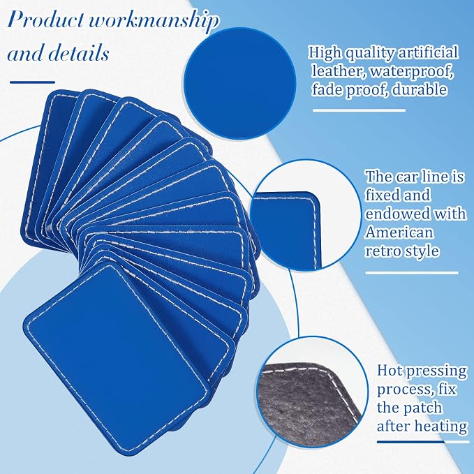 Dunzy 60 Pcs Leather Hat Patches Blank Leatherette Hat Patch with Adhesive Rectangle Laserable Leatherette Patch for Hats Custom Fabric Sew Laser Engraving DIY(Dark Blue,3 x 2 Inch)