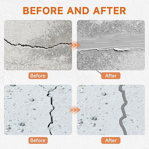 Concrete Crack Filler, Heavy-Duty Cement Crack Filler, Self Leveling Concrete Sealer for Driveway, Walkway, Patio, Waterproof Outdoor Caulking Glue, Gray, 8.8 Floz