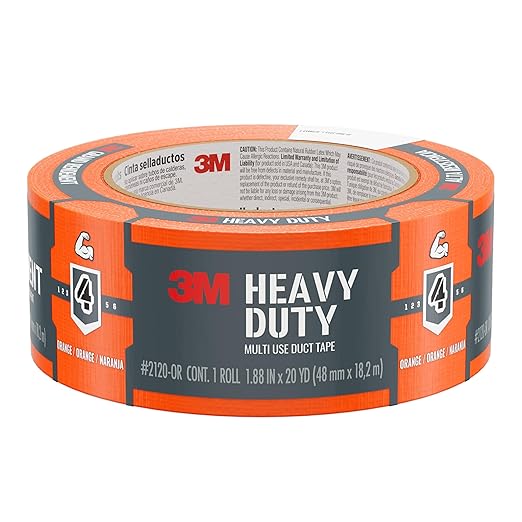 3M Multi-Use Colored Duct Tape,Orange with Strong Adhesive and Water-Resistant Backing,Multi-Surface Duct Tape for Indoor and Outdoor Use,1.88 Inches x 20 Yards,1 Roll (3920-OR),(Pack of 12)