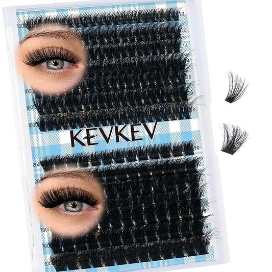 Lash Clusters Volume Eyelash Clusters 10-18mm Thick Individual Lashes 231pcs D Curly Cluster Eyelash Extensions Soft DIY Lash Extension At Home(0.05D,100D+200D)