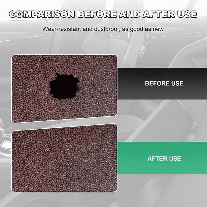 2 PCS Leather Repair Patch Tape, 4 x 8 Inch PU Vinyl Repair Patches for Car Upholstery Seat, Waterproof Self Adhesive Leather Tape Repair Kit for Furniture Couches Chairs (Dark Brown)