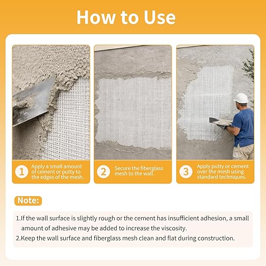 Fiberglass Mesh Roll for Stucco & Wall Repair –39 in, 21.5 Sq.Ft. Coverage,160g/㎡ Alkali Resistant Fibreglass Reinforcing Mesh, Non-Adhesive Fiber Patch for Plaster, Render, Tile,Gypsum Walls.