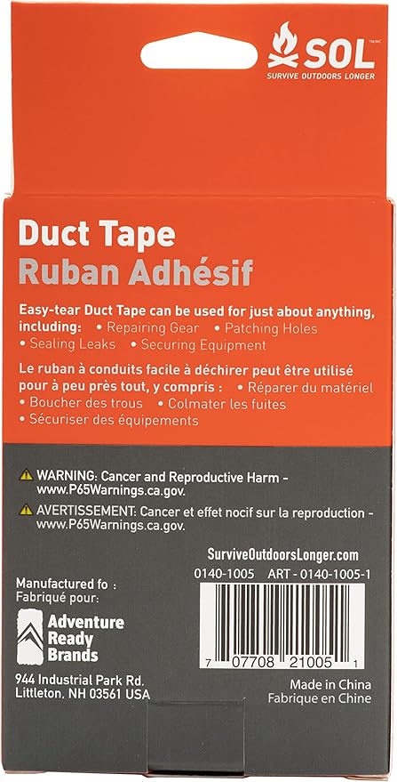 S.O.L. Survive Outdoors Longer Duct Tape, 2" x 50" 2 Count