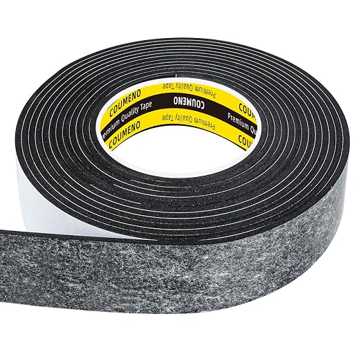 EVA Single-Sided Adhesive Black Foam Tape, 1.18inx16.4FT Single-Sided Sealing Strip Foam Pad Sponge Tape Window Weatherproof, Self-Adhesive Insulation Sealing Tape (Black)