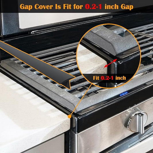 KindGa Stove Gap Covers, Silicone Counter Gap Filler for Stove, 30 Inches Can Be Cut to Any Size for 0.2-1 inch Gap, Seal Spills between Appliances Countertop Furniture Stoves Ovens(Set of 2, Black)