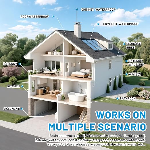 Hupeyna Liquid Waterproof Sealant, Invisible Water Proof Agent, Anti-Leakage Repairing Transparent Waterproof Coating, Indoor and Outdoor Water-Based Waterproofing Glue 1L