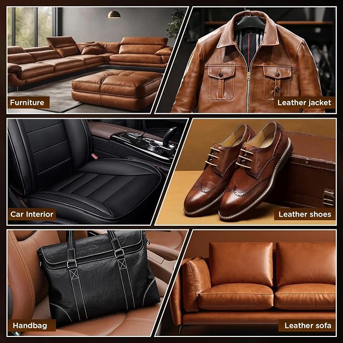 Kenbry Brown Leather Repair Kit for Furniture,Vinyl Leather Car Seat Repair Kit for Car Interior,Couch,Sofa,Jacket,Restores Scratch, Tears, Burn Hole for Bonded, Pleather