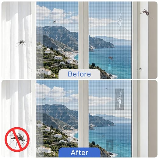 Window Screen Repair Tape 4 in x 40 FT Fiberglass Strong Adhesive Screen Patch, Waterproof Mesh Repair Kit for Window & Door Screen Holes Tears - Black