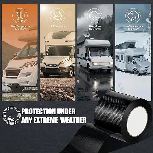Frienda 6 Inches x 20 Feet RV Underbelly Tape RV Underbelly Material Corrugated Waterproof Flex Belly Tape Thick Adhesive Patch Sealing Mobile Home Camper Travel Trailer Tear Repair
