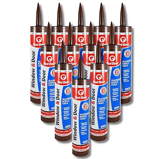 Red Devil 084640 Window & Door Siliconized Acrylic Caulk (Brown), 10.1 oz.