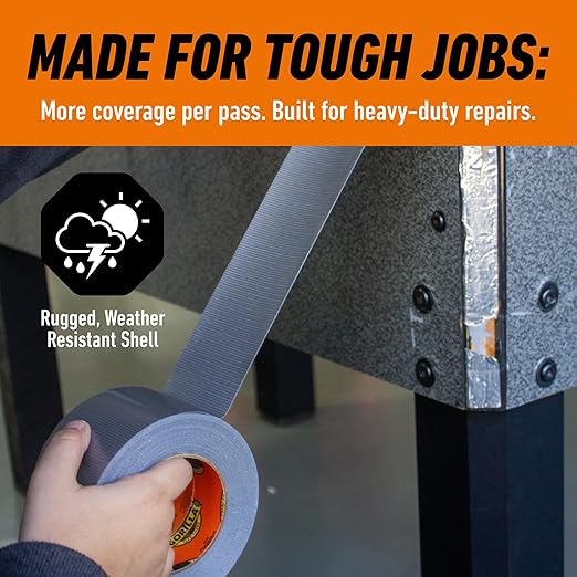Gorilla Tape Tough & Wide, Silver Tape, 2.88" x 25 yd (Pack of 1) - Heavy Duty and Weather Resistant for Indoor or Outdoor