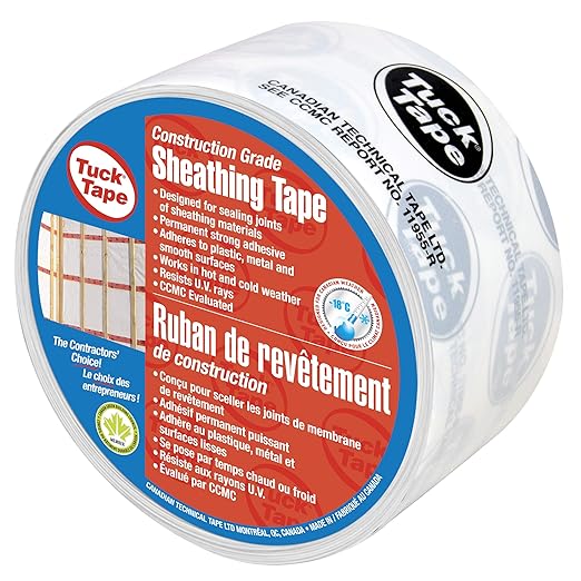 Tuck Tape Construction Sheathing Tape, Epoxy Resin Tape, 2.4 in x 180 ft (White)