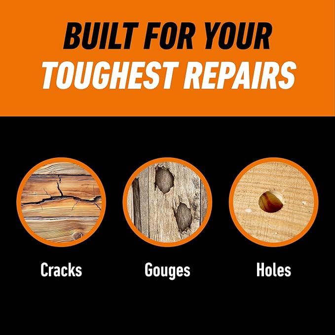 Gorilla All Purpose Wood Filler, Walnut Color, 6 Ounce Tube (Pack of 1) - Water Resistant for Indoor or Outdoor Projects and Repairs