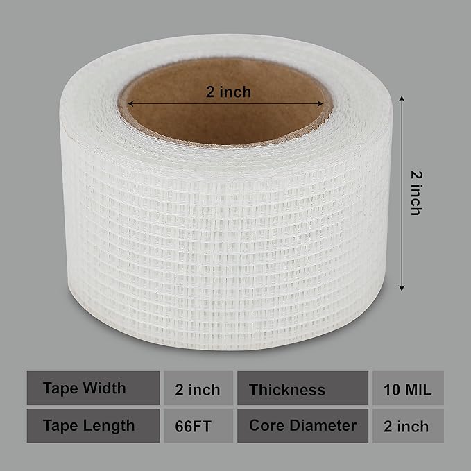 Drywall Joint Repair Tape Self Adhesive Fiberglass Wall Repair Tape Drywall Mesh Tape 2 Inch x 66 Feet Self Adhesive Fiberglass Wall Crack and Seam Patch