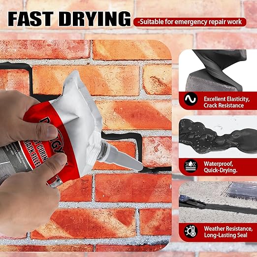 Dongxw Asphalt Crack Filler, 4Packs High Elasticity Driveway Crack Filler, Concrete Crack Sealant for Driveway Waterproof Cement Caulking Adhesive(Black, 4.41LB)