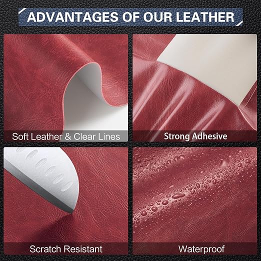 Leather Repair Kit for Furniture 4"x 63" Leather Tape Repair Patch Self Adhesive Sofa Vinyl Repair Patch Kit for Car Seat,Couch,Boat Seat,Chair - Classic Wine red