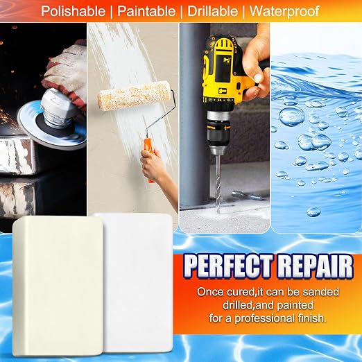 Pool Putty - 2 Part Epoxy Pool Putty for Leaks Underwater or Above, 12oz Pool Leak Sealer for Fixing Leaks, Cracks, Epoxy Pool Repair Kit for Tile, Concrete, Fiberglass, Cement and Other Surfaces