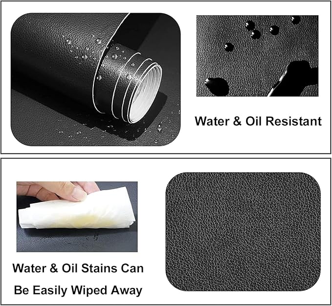 Lifeshoon Leather Repair Patch, 17X158 Inch Self Adhesive Leather Repair, Large Vinyl Patch Tape for Couches, Furniture, Car Seats, Cabinets, Wall, Handbags （Black, 17X158 Inch）