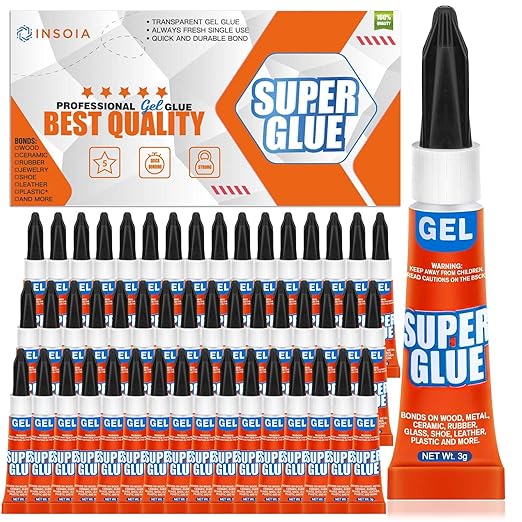 Super Glue Gel Clear Non-Drip, 48 X 3g All Purpose Strong Adhesive Ca Glue Quick Dry Instant Glue for Plastic, Metal, Ceramic, Shoe, Wood, Leather, Model, Aquarium, Rhinestone, Jewelry and DIY Crafts