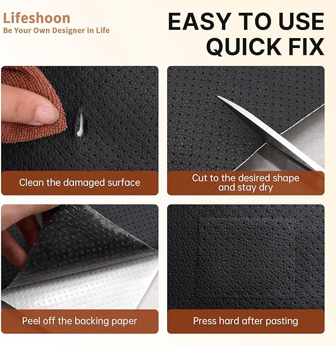 Leather Repair Patch, Breathable Perforated Self Adhesive Leather Repair Tape, Large Vinyl Patch Kits for Couch, Furniture, Sofa, Car Seat, Office Chairs （Coffee, 3.5X79 Inch）